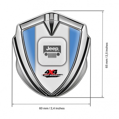 Jeep Emblem Self Adhesive Silver Glacial Blue Frame Offroad Edition