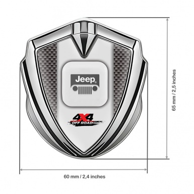 Jeep Emblem Trunk Badge Silver Carbon Fiber Frame Offroad Variant