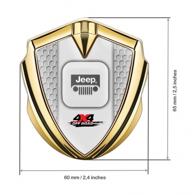 Jeep Domed Emblem Badge Gold Honeycomb Frame Offroad Variant