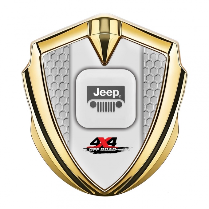 Jeep Domed Emblem Badge Gold Honeycomb Frame Offroad Variant
