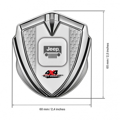 Jeep Domed Emblem Badge Silver Honeycomb Frame Offroad Variant