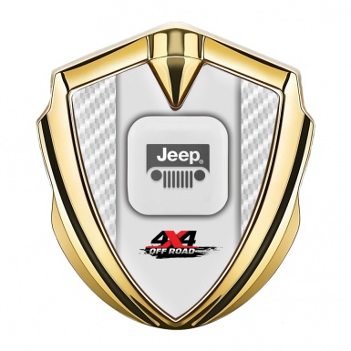 Jeep Emblem Ornament Gold White Carbon Frame Offroad Variant