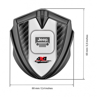 Jeep Emblem Metal Badge Graphite Black Carbon Frame Offroad Design