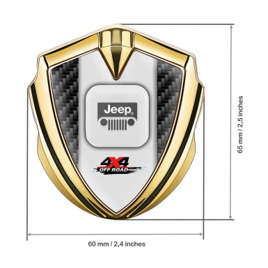 Jeep Emblem Metal Badge Gold Black Carbon Frame Offroad Design