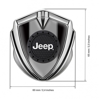 Jeep 3d Emblem Badge Silver Black Engraved Circle Logo Design