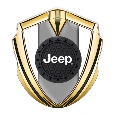Jeep Silicon Emblem Badge Gold White Engraved Circle Logo Design