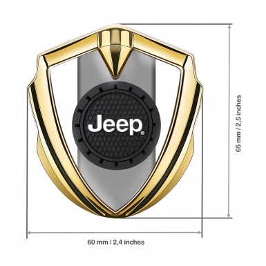 Jeep Silicon Emblem Badge Gold White Engraved Circle Logo Design