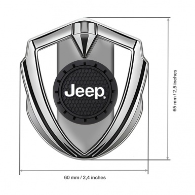 Jeep Silicon Emblem Badge Silver White Engraved Circle Logo Design