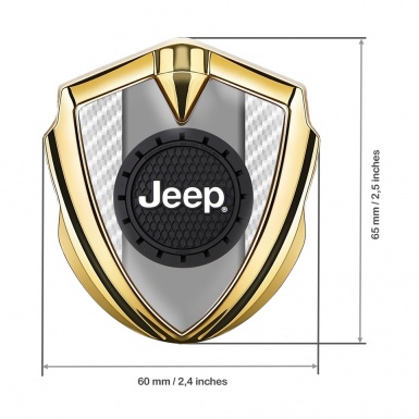 Jeep Emblem Self Adhesive Gold White Carbon Engraved Circle Logo