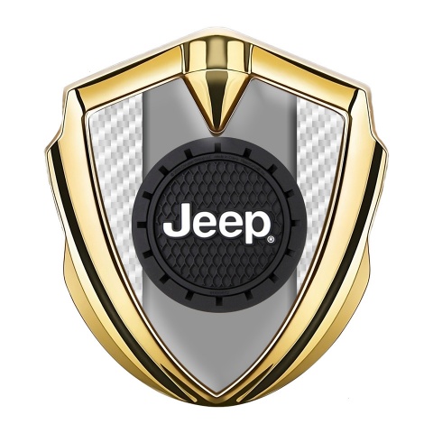 Jeep Emblem Self Adhesive Gold White Carbon Engraved Circle Logo