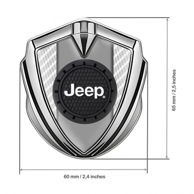 Jeep Emblem Self Adhesive Silver White Carbon Engraved Circle Logo