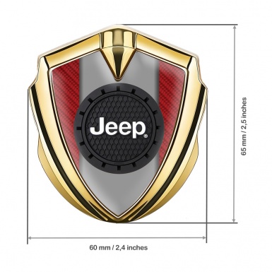 Jeep Metal Emblem Badge Gold Red Carbon Engraved Circle Logo