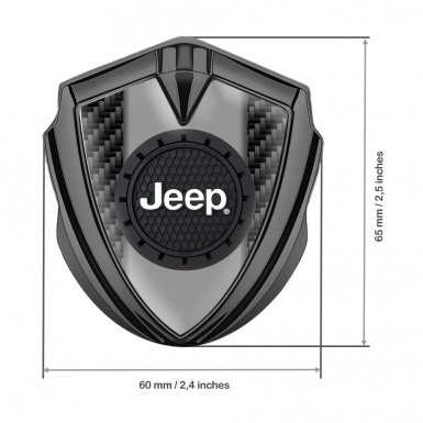 Jeep Domed Emblem Badge Graphite Black Carbon Engraved Circle Logo