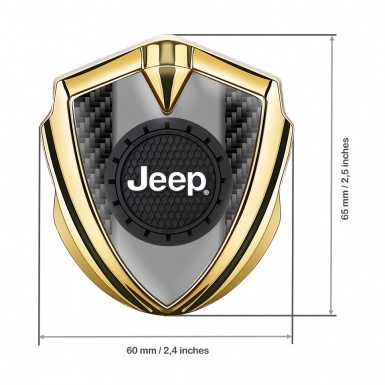 Jeep Domed Emblem Badge Gold Black Carbon Engraved Circle Logo