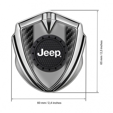 Jeep Domed Emblem Badge Silver Black Carbon Engraved Circle Logo