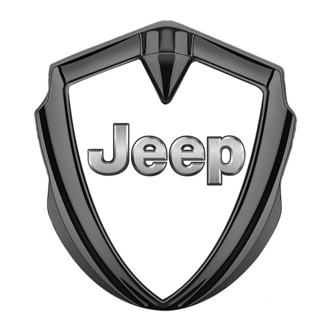 Jeep Bodyside Domed Emblem Graphite White Base Classic Steel Logo Design