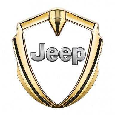 Jeep Bodyside Domed Emblem Gold White Base Classic Steel Logo Design
