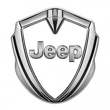 Jeep Bodyside Domed Emblem Silver White Base Classic Steel Logo Design