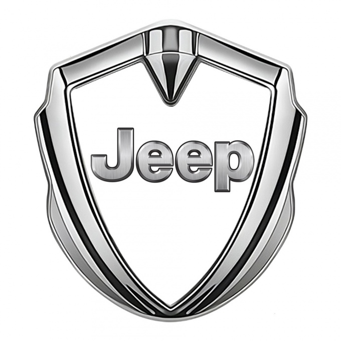 Jeep Bodyside Domed Emblem Silver White Base Classic Steel Logo Design