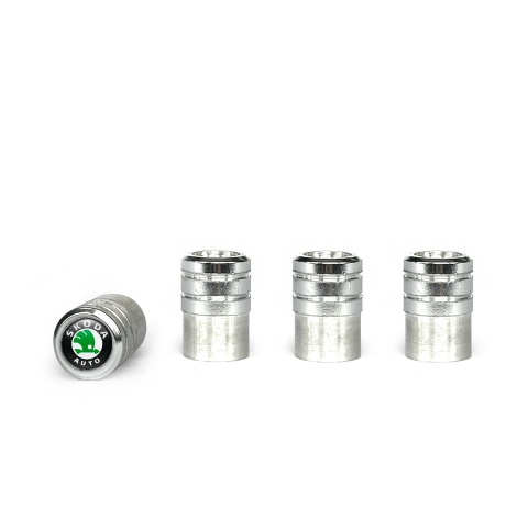 Skoda Valve Caps Aluminum 4 pcs Multicolour Logo