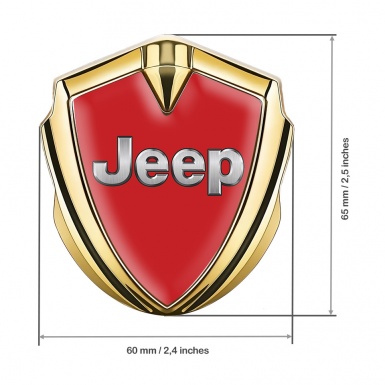 Jeep Emblem Metal Badge Gold Red Base Classic Steel Logo Design