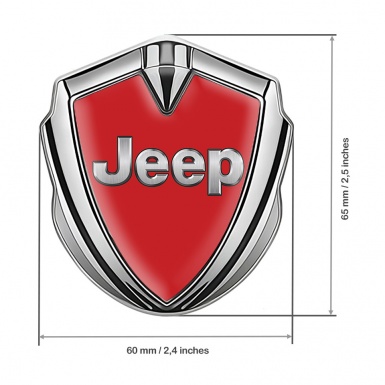 Jeep Emblem Metal Badge Silver Red Base Classic Steel Logo Design