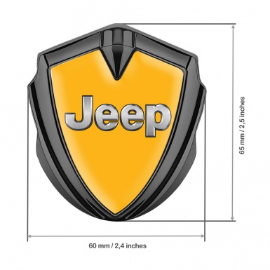 Jeep Emblem Metal Badge Graphite Yellow Base Classic Steel Logo Design