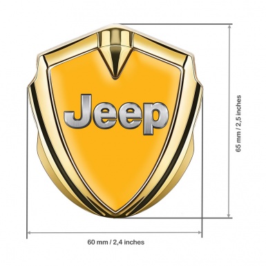 Jeep Emblem Metal Badge Gold Yellow Base Classic Steel Logo Design