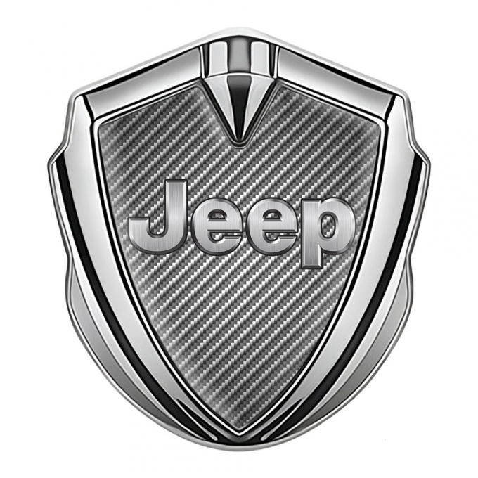 Jeep 3d Emblem Badge Silver Light Carbon Classic Steel Logo Design