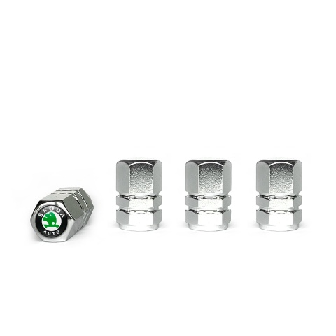 Skoda Tyre Valve Caps Chrome 4 pcs Multicolour Logo