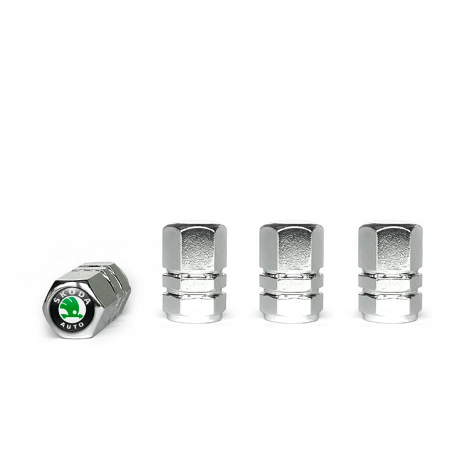 Skoda Tyre Valve Caps Chrome 4 pcs Multicolour Logo