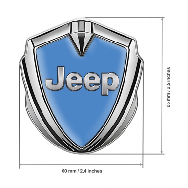 Jeep Emblem Car Badge Silver Glacial Blue Classic Steel Logo Edition