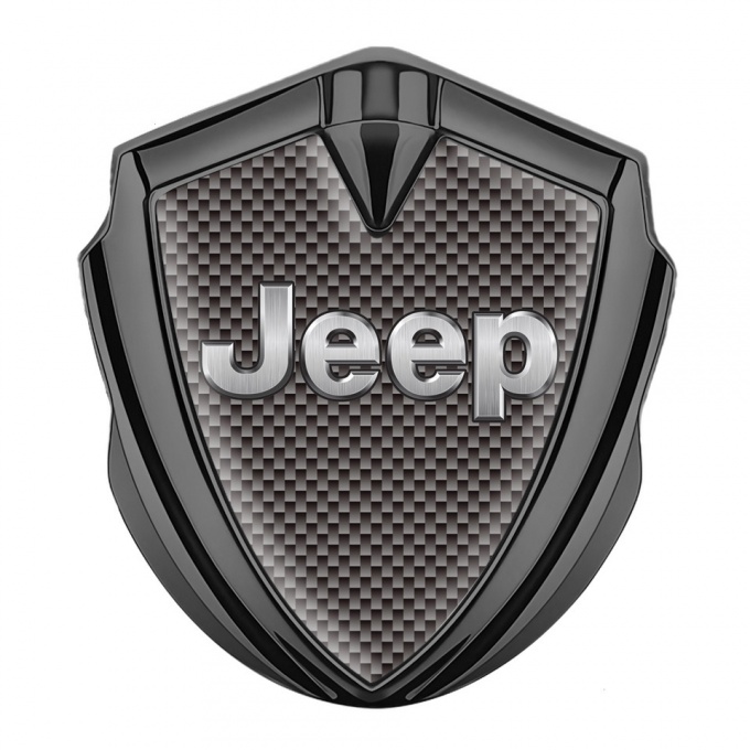Jeep Metal Domed Emblem Graphite Brown Carbon Classic Steel Logo