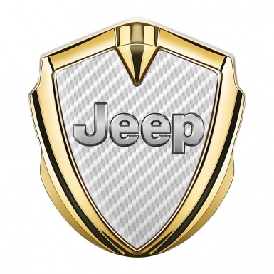 Jeep Emblem Badge Self Adhesive Gold White Carbon Classic Steel Logo