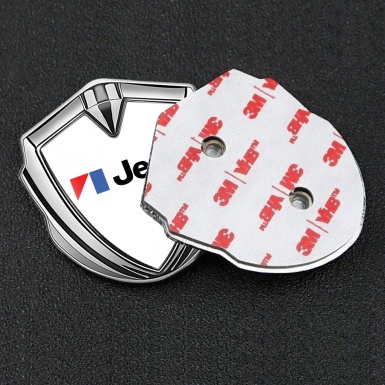 Jeep Fender Emblem Badge Silver White Base American Motors Logo