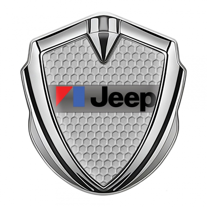 Jeep 3d Emblem Badge Silver Light Honeycomb American Motors Edition