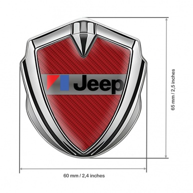 Jeep Emblem Car Badge Silver Red Carbon American Motors Edition