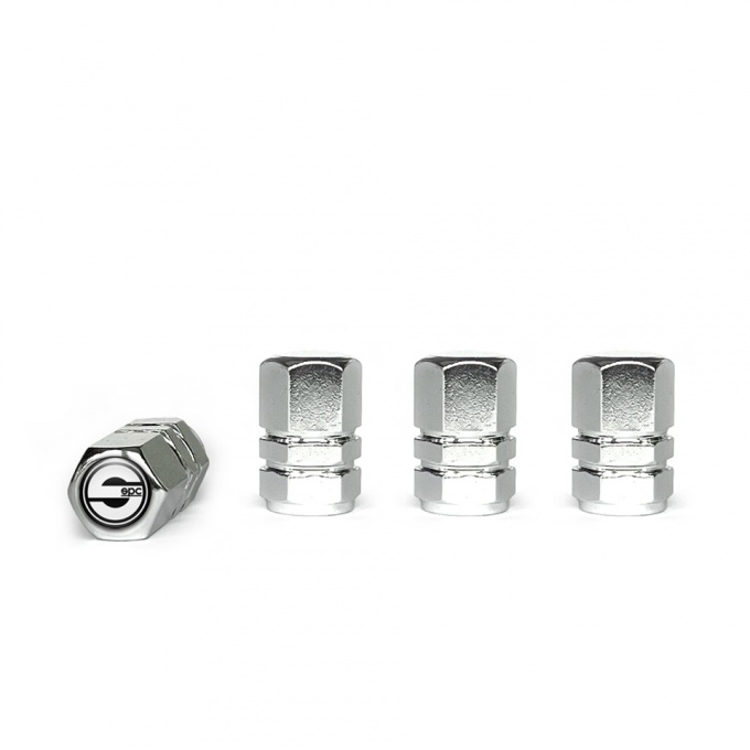 Sparco Tyre Valve Caps Chrome 4 pcs Black Silicone Sticker