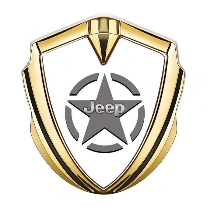 Jeep Bodyside Emblem Self Adhesive Gold White Print Grey Star Edition