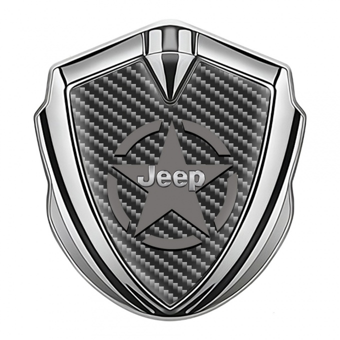 Jeep Emblem Trunk Badge Silver Dark Carbon Star Logo Design
