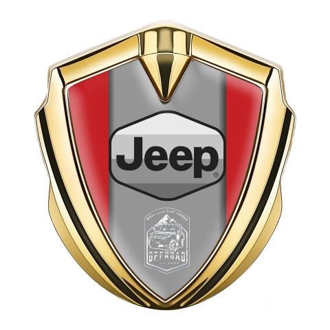 Jeep 3d Emblem Badge Gold Red Base Grey Logo Offroad Edition