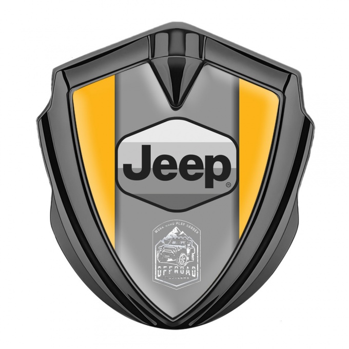 Jeep Silicon Emblem Badge Graphite Yellow Frame Grey Logo Offroad Edition