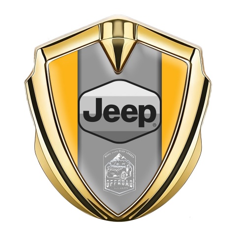 Jeep Silicon Emblem Badge Gold Yellow Frame Grey Logo Offroad Edition