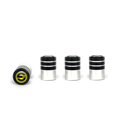 Sparco Valve Caps Tire Black - Aluminum 4 pcs Yellow Silicone Sticker