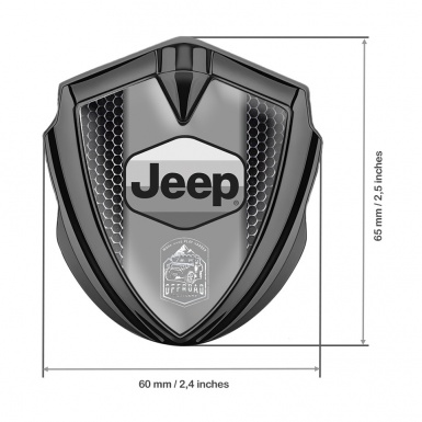 Jeep Emblem Silicon Badge Graphite Steel Mesh Grey Logo Offroad Edition