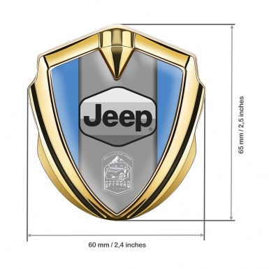 Jeep Metal Domed Emblem Gold Blue Base Grey Logo Offroad Edition