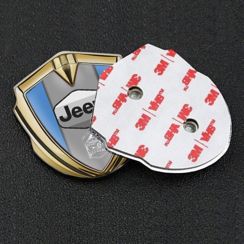 Jeep Metal Domed Emblem Gold Blue Base Grey Logo Offroad Edition