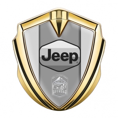 Jeep Badge Self Adhesive Gold Light Base Grey Logo Offroad Edition
