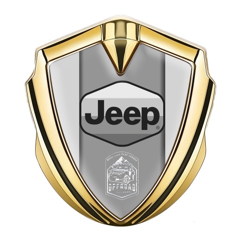 Jeep Badge Self Adhesive Gold Light Base Grey Logo Offroad Edition