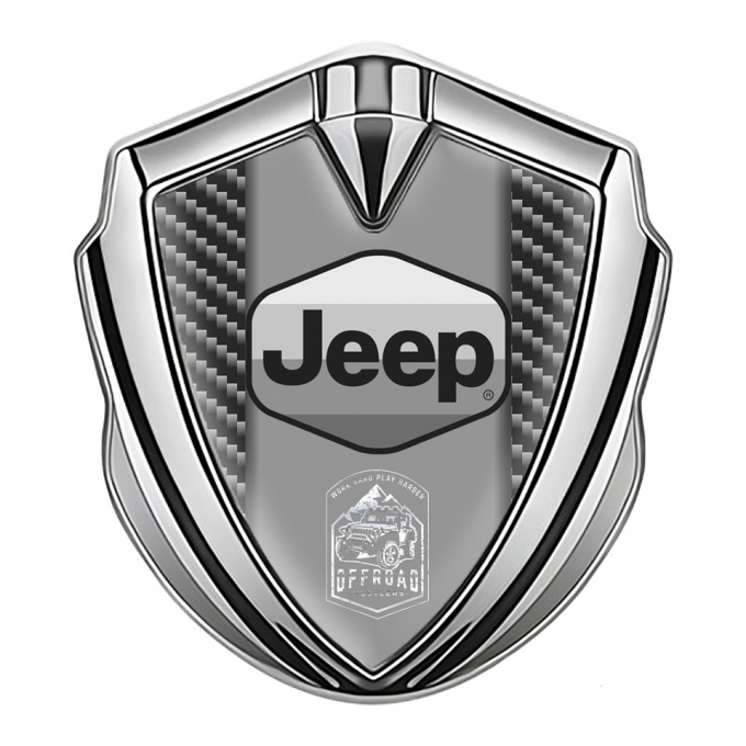 Jeep Badge Self Adhesive Silver Dark Carbon Grey Logo Offroad Edition